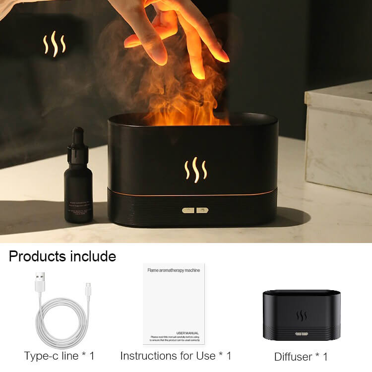 Aroma Diffuser Air Humidifier Ultrasonic Cool Mist Maker Fogger Led Essential Oil Flame Lamp