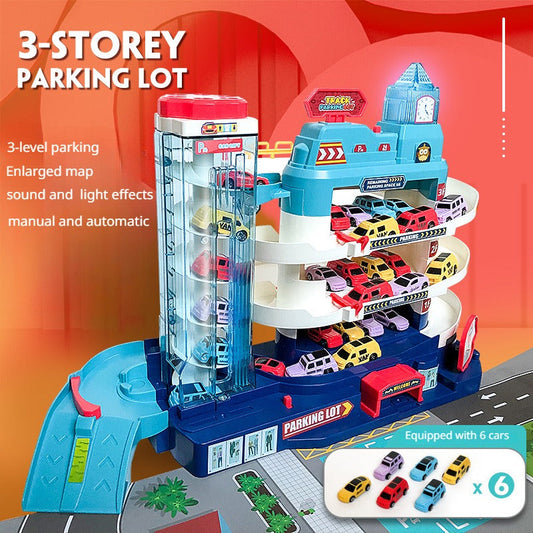 Children's car parking lot building multi-storey electric lift rail car break through the big adventure puzzle play house toy（Manual )