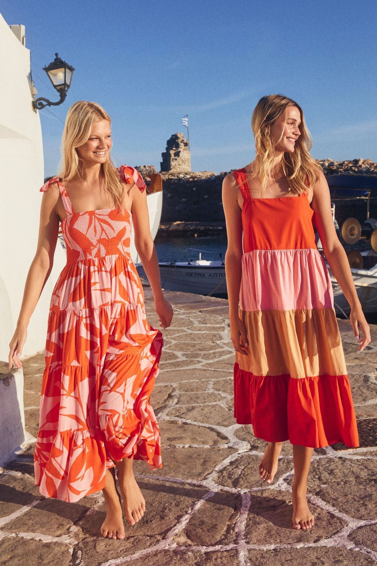 2023 spring and summer new personality skirt temperament elegant print sleeveless halter strap dress