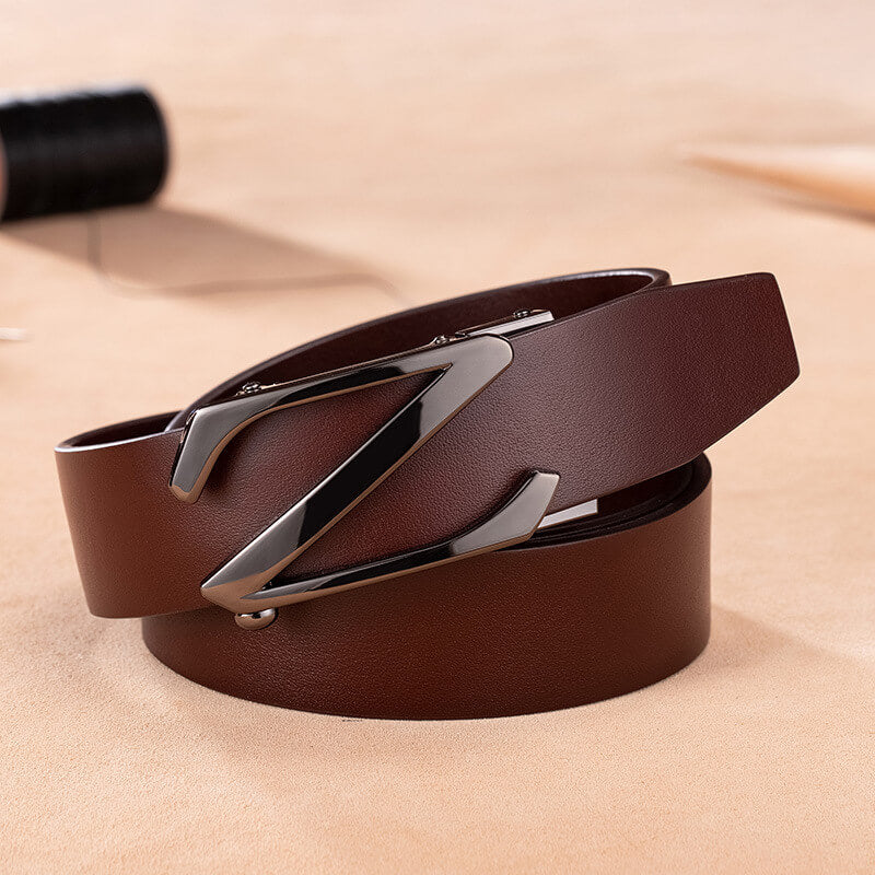 Casual Business Belts men's Leather Belts Luxury Alloy  Z Buckle Automatic Buckle Leather Waistband
